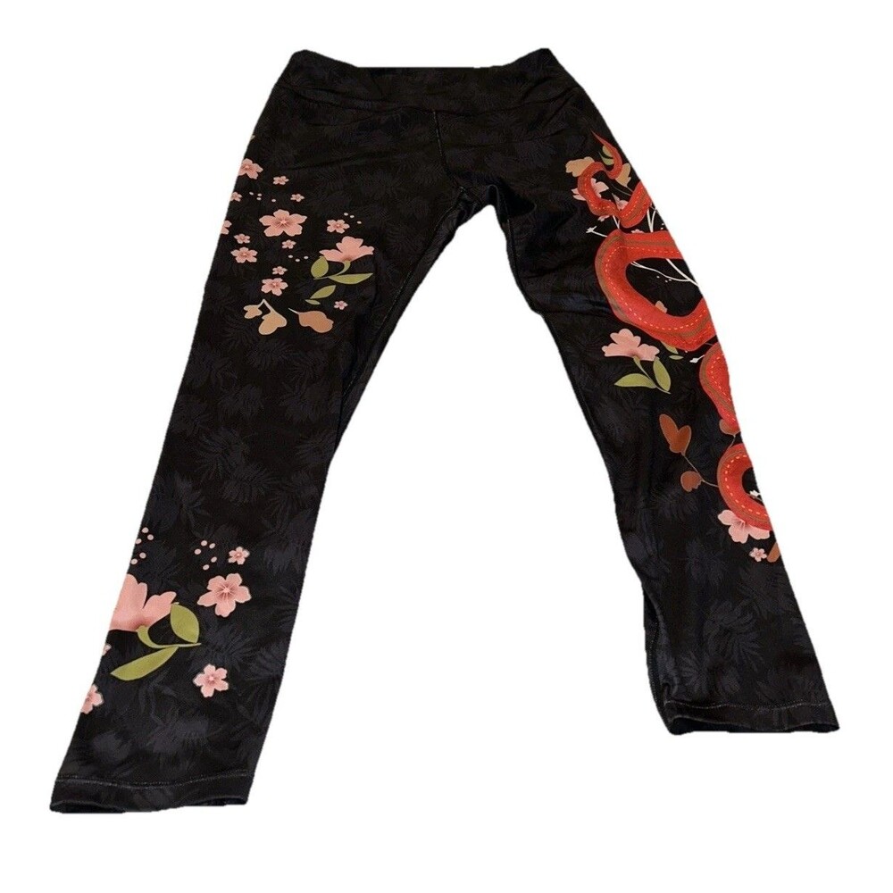 Dragon & Cherry Blossom Print XL Pull On Leggings